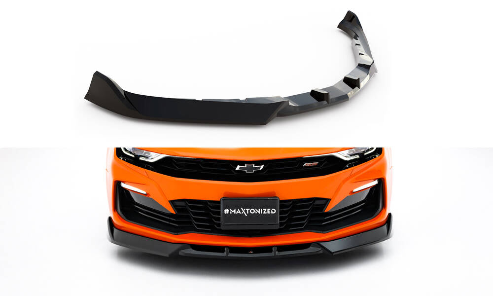 Street+ Spoilerlippe Front Ansatz V.2 passend für Chevrolet Camaro SS Mk6 Facelift schwarz Hochglanz – Ansicht 2