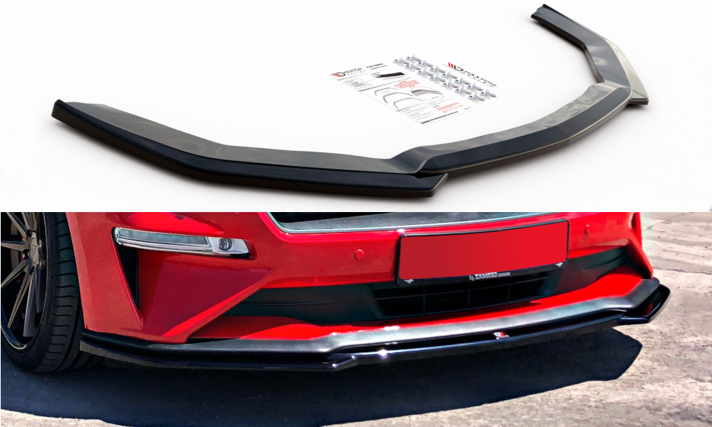 Street+ Spoilerlippe Front Ansatz V.1 passend für Ford Mustang Mk. 6 Facelift schwarz Hochglanz – Ansicht 2