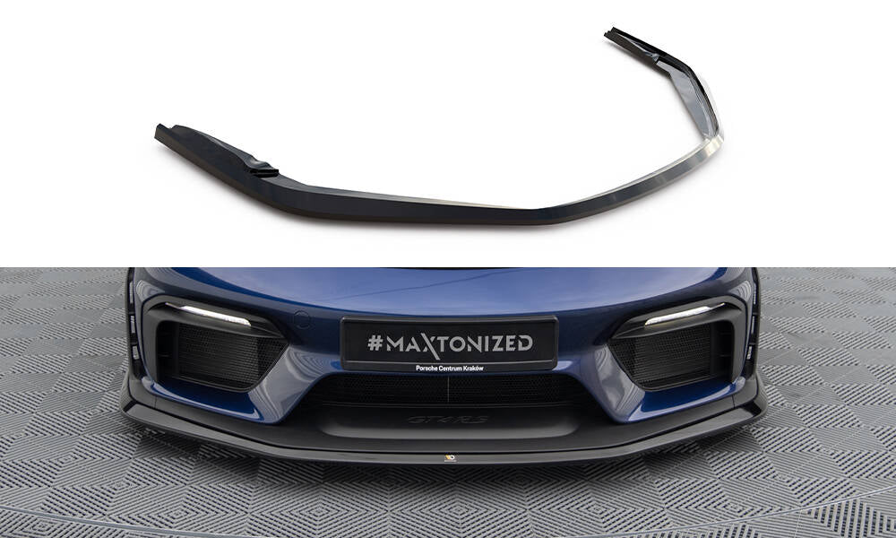 Street+ Spoilerlippe Front Ansatz passend für Porsche 718 Cayman GT4 RS 982c schwarz Hochglanz – Ansicht 2