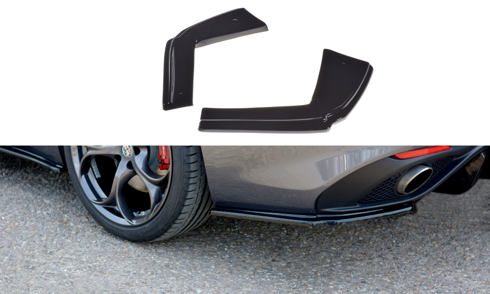 Heck Ansatz Flaps Diffusor passend für ALFA ROMEO GIULIA VELOCE  schwarz Hochglanz – Ansicht 2