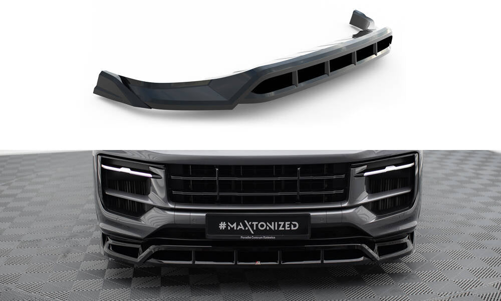 Street+ Spoilerlippe Front Ansatz passend für Porsche Cayenne Sport Design / Turbo SUV / Coupe Mk3 Facelift schwarz Hochglanz – Ansicht 2