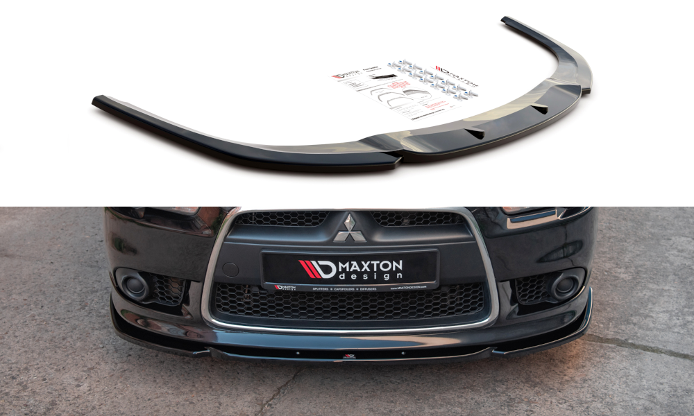 Street+ Spoilerlippe Front Ansatz passend für Mitsubishi Lancer Sportback Mk8 schwarz Hochglanz – Ansicht 2