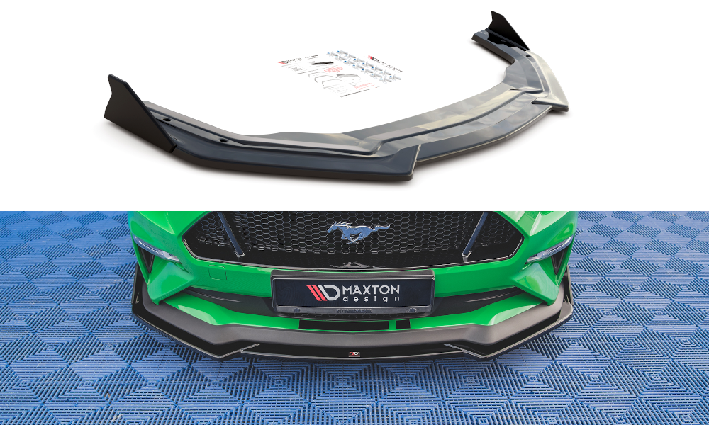 Street+ Spoilerlippe Front Ansatz V.1 + Flaps passend für Ford Mustang GT Mk6 Facelift – Ansicht 2