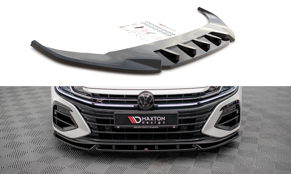Street+ Spoilerlippe Front Ansatz V.2 passend für VW Arteon R Limousine / Shooting Brake Mk1 Facelift schwarz Hochglanz – Ansicht 2