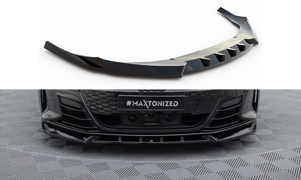 Street+ Spoilerlippe Front Ansatz V.1 passend für Audi e-Tron GT / RS GT Mk1 schwarz Hochglanz – Ansicht 2