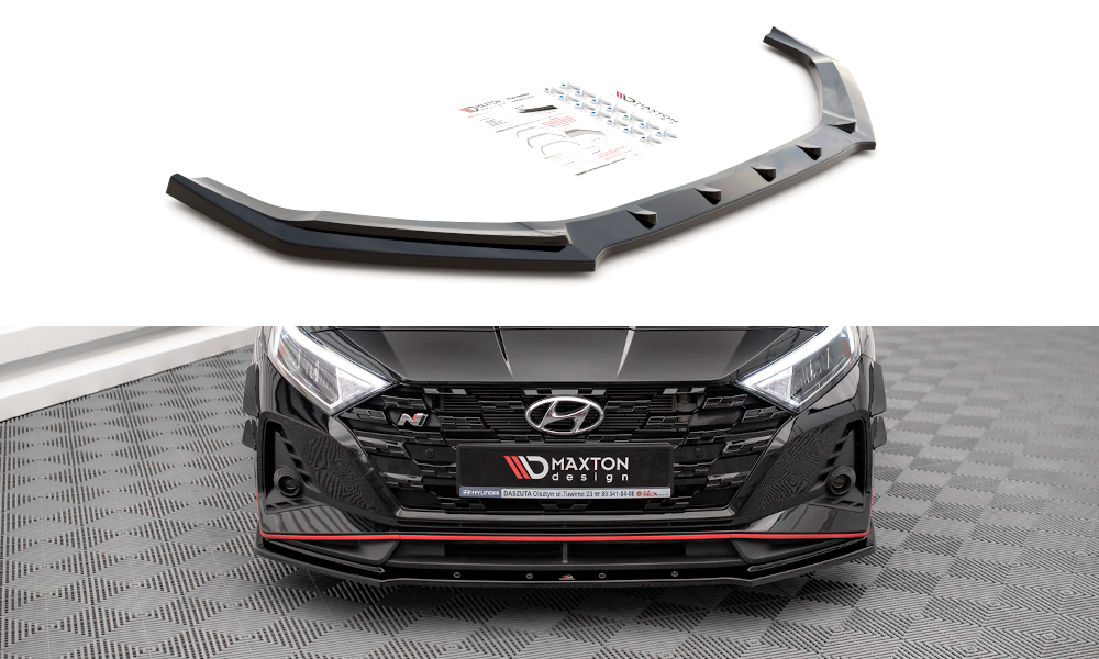Street+ Spoilerlippe Front Ansatz V.1 passend für Hyundai I20 N Mk3 schwarz Hochglanz – Ansicht 2