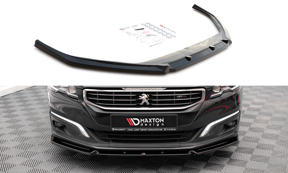 Street+ Spoilerlippe Front Ansatz V.1 passend für Peugeot 508 GT Mk1 Facelift schwarz Hochglanz – Ansicht 2