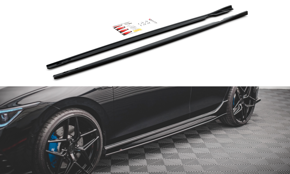 Street+ Seitenschweller Leisten V.2 passend für VW Golf R Hatchback Mk8 Facelift schwarz Hochglanz – Ansicht 2