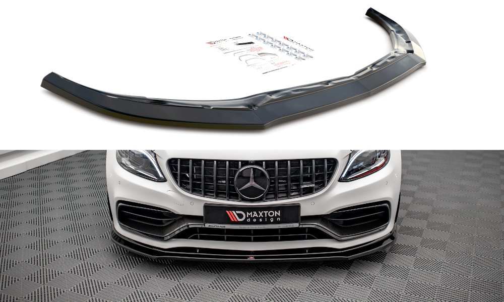 Street+ Spoilerlippe Front Ansatz V.3 passend für Mercedes-AMG C63 Coupe AMG Aero Pack C205 Facelift schwarz Hochglanz – Ansicht 2