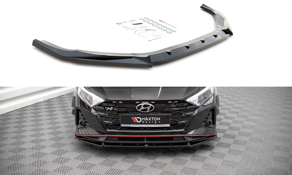 Street+ Spoilerlippe Front Ansatz V.2 passend für Hyundai I20 N Mk3 schwarz Hochglanz – Ansicht 2