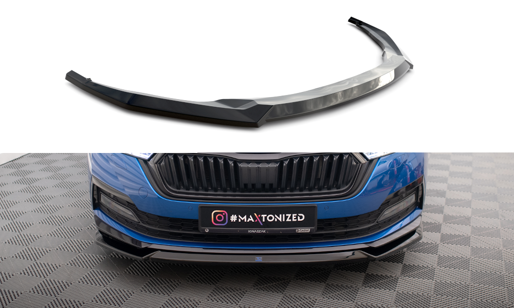 Street+ Spoilerlippe Front Ansatz V.2 passend für Skoda Octavia Sportline Mk4 schwarz Hochglanz – Ansicht 2