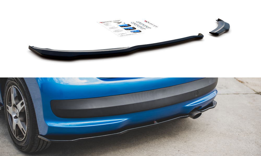 Heck Ansatz Flaps Diffusor passend für Peugeot 207 Sport schwarz Hochglanz – Ansicht 2