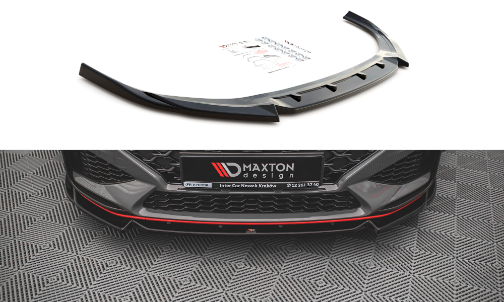 Street+ Spoilerlippe Front Ansatz V.2 passend für Hyundai I30 N / I30 N-Line Hatchback/Fastback Mk3 Facelift schwarz Hochglanz – Ansicht 2