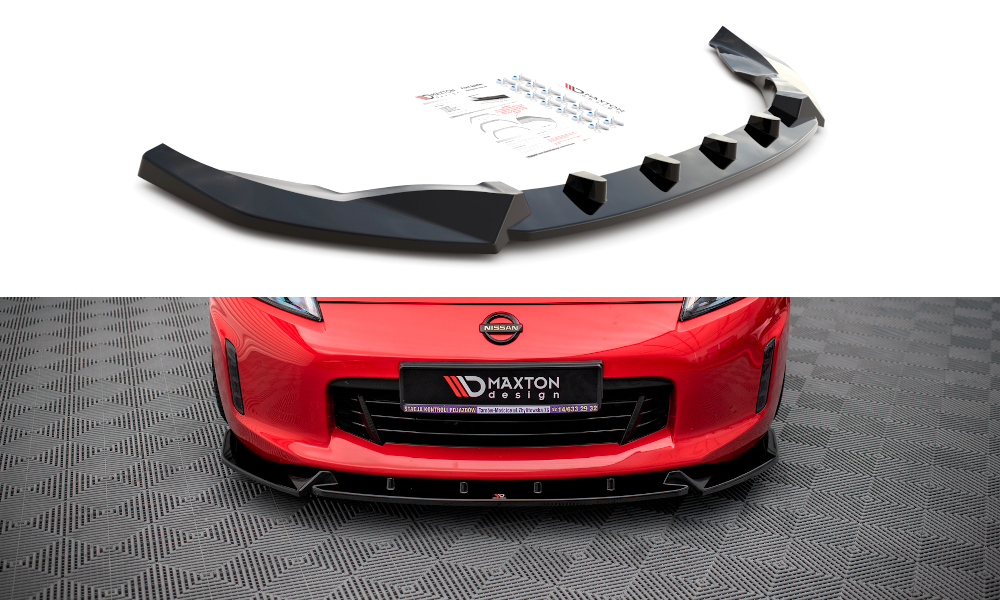 Street+ Spoilerlippe Front Ansatz V.3 passend für Nissan 370Z Facelift schwarz Hochglanz – Ansicht 2