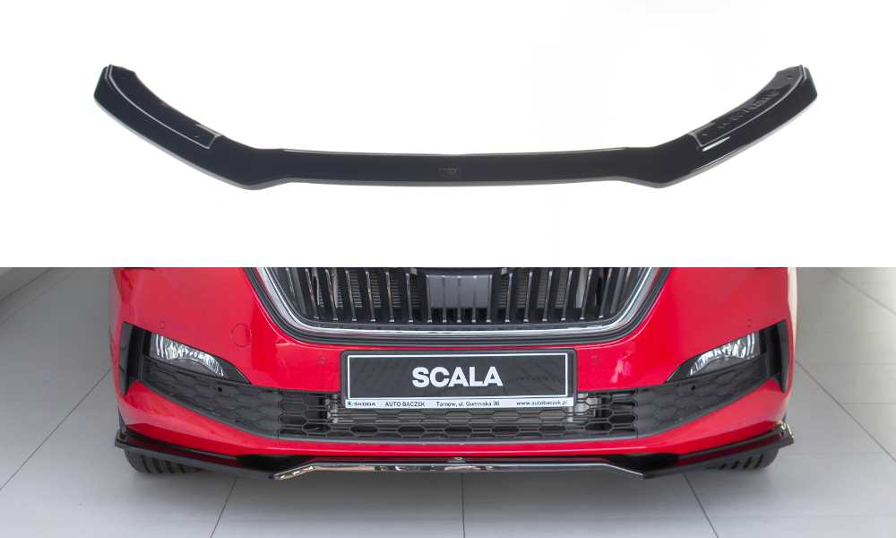 Street+ Spoilerlippe Front Ansatz V.2 passend für Skoda Scala  schwarz Hochglanz – Ansicht 2