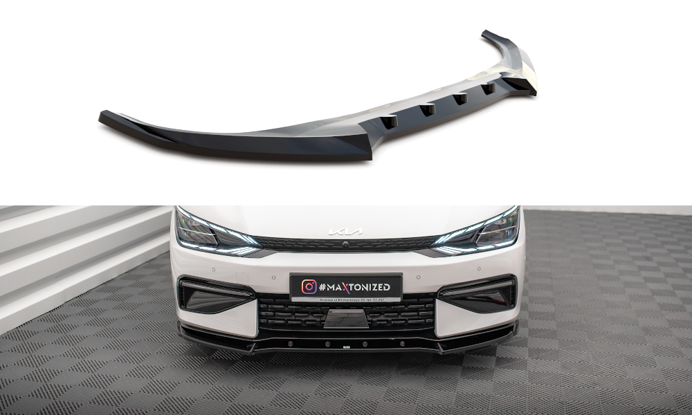 Street+ Spoilerlippe Front Ansatz V.2 passend für Kia EV6 GT-Line Mk1 schwarz Hochglanz – Ansicht 2