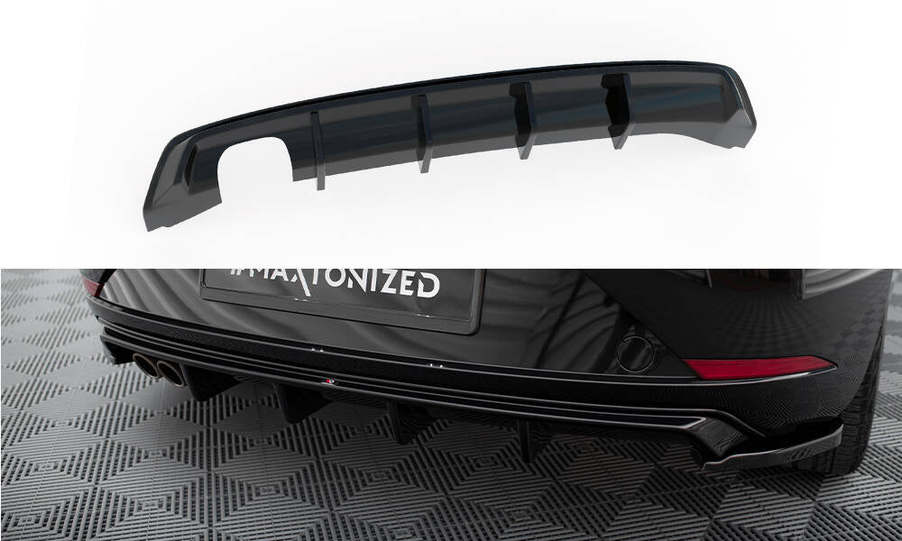 Diffusor Heck Ansatz passend für Seat Leon Mk3 Facelift schwarz Hochglanz – Ansicht 2