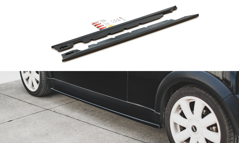 Street+ Seitenschweller Leisten passend für Mini Cooper / One R50 schwarz Hochglanz – Ansicht 2