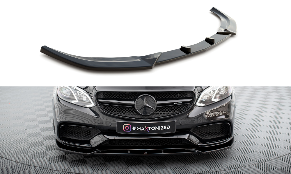 Street+ Spoilerlippe Front Ansatz passend für Mercedes-Benz E63 AMG Limousine W212 Facelift schwarz Hochglanz – Ansicht 2