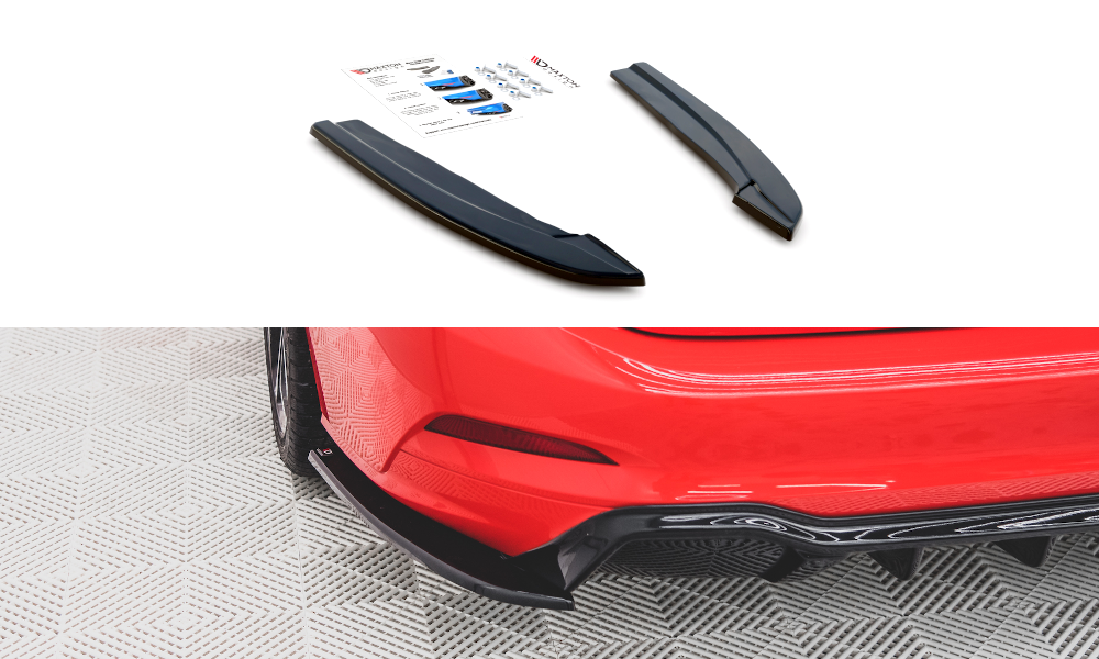 Heck Ansatz Flaps Diffusor V.3 passend für (Für heckansatz v.1)  Ford Focus ST-Line Kombi Mk4 schwarz Hochglanz – Ansicht 2
