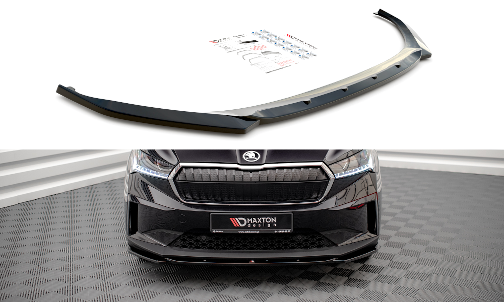 Street+ Spoilerlippe Front Ansatz V.3 passend für Skoda Enyaq iV schwarz Hochglanz – Ansicht 2