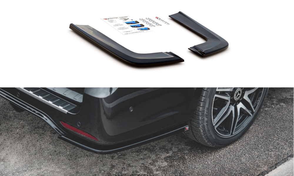 Heck Ansatz Flaps Diffusor V.2 passend für Mercedes-Benz V-Klasse AMG-Line W447 Facelift schwarz Hochglanz – Ansicht 2