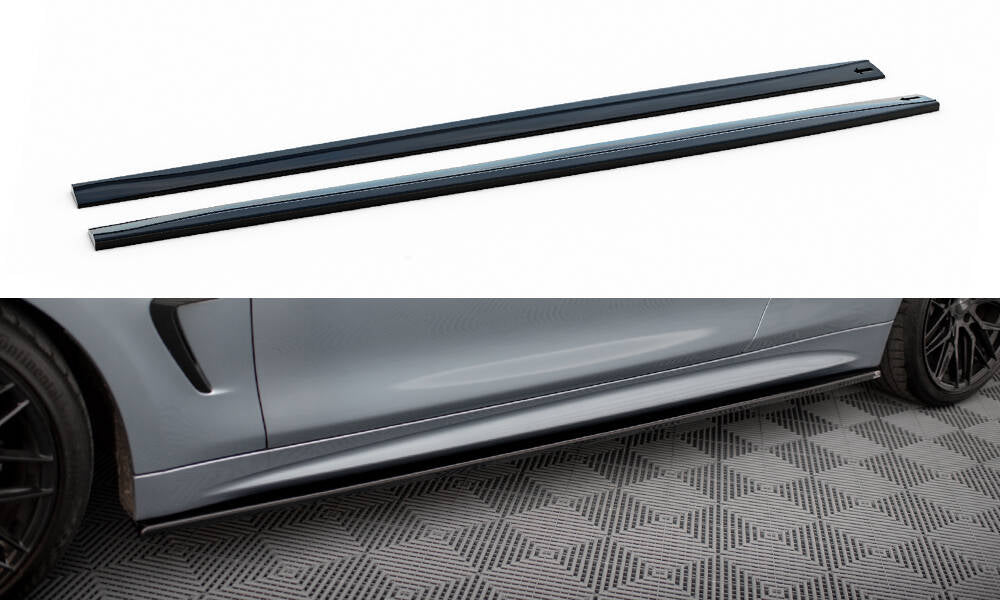 Street+ Seitenschweller Leisten passend für BMW 4er Coupe / Gran Coupe / Cabrio M-Paket F32 / F36 / F33 schwarz Hochglanz – Ansicht 2