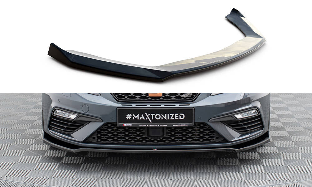 Street+ Spoilerlippe Front Ansatz V.7 passend für Seat Leon Cupra / FR Mk3 FL schwarz Hochglanz – Ansicht 2