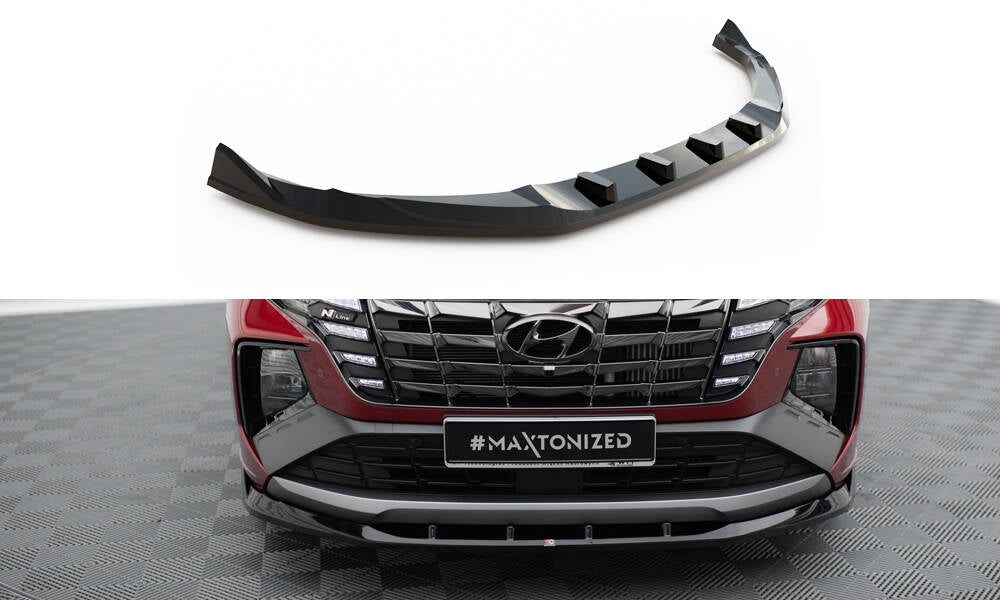 Street+ Spoilerlippe Front Ansatz V.1 passend für Hyundai Tucson N-Line Mk4 schwarz Hochglanz – Ansicht 2