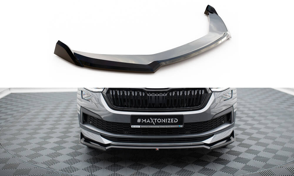 Street+ Spoilerlippe Front Ansatz V.2 passend für Skoda Kodiaq Sportline Mk1 Facelift schwarz Hochglanz – Ansicht 2
