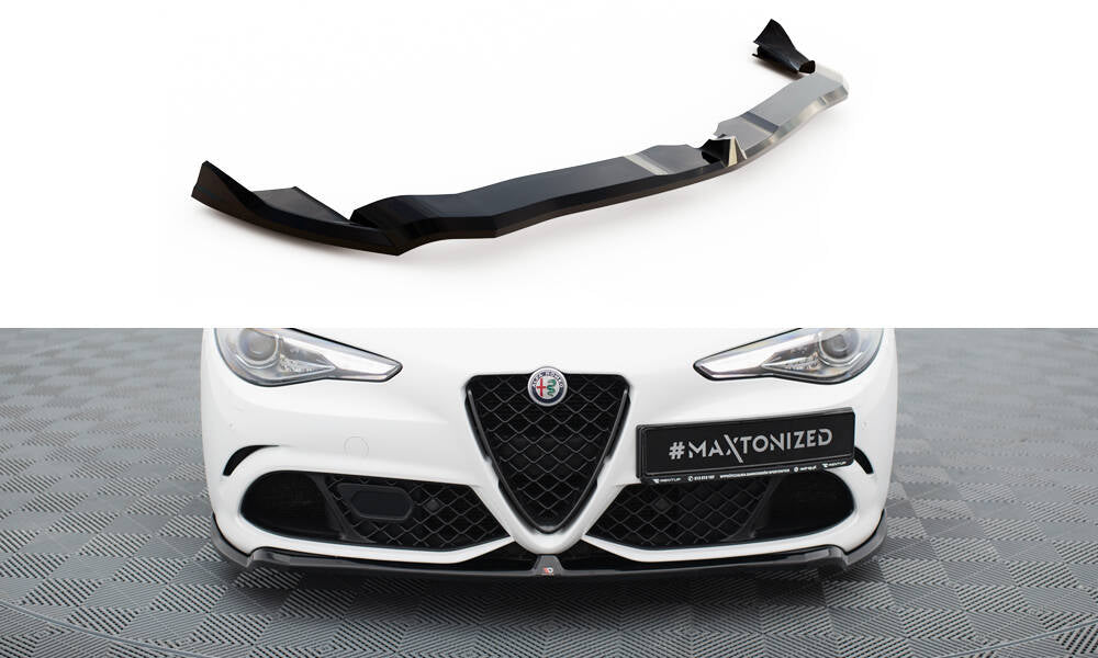 Street+ Spoilerlippe Front Ansatz passend für Alfa Romeo Giulia Quadrifoglio schwarz Hochglanz – Ansicht 2