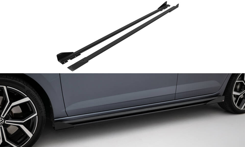 Street Pro Street+ Seitenschweller Leisten + Flaps passend für VW Polo GTI Mk6 Facelift schwarz Hochglanz – Ansicht 2