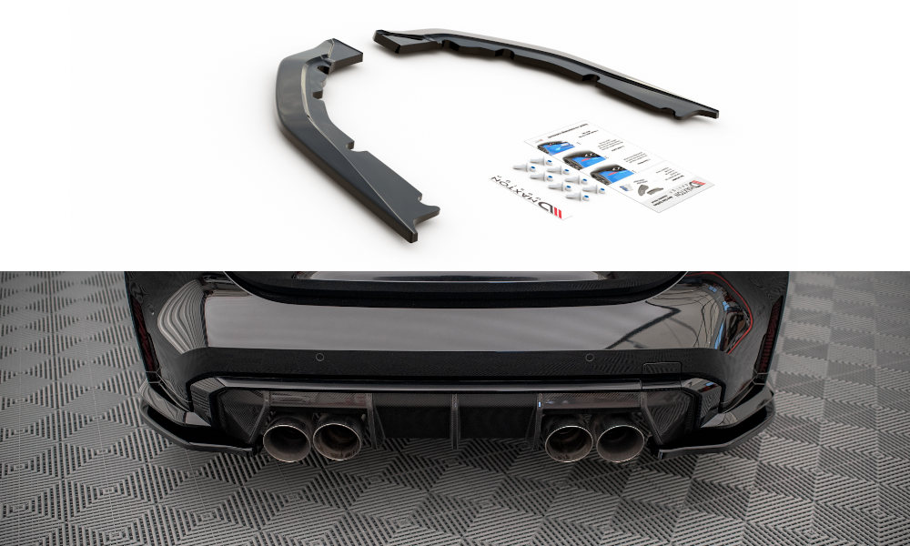 Heck Ansatz Flaps Diffusor V.1 passend für BMW M4 G82 / G82 Facelift schwarz Hochglanz – Ansicht 2