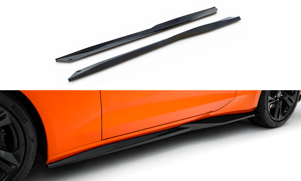 Street+ Seitenschweller Leisten passend für V.1 passend für Chevrolet Camaro SS Mk6 Facelift schwarz Hochglanz – Ansicht 2