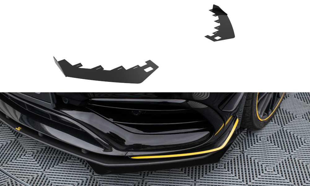 Front Stoßstange Flaps passend für Mercedes-AMG CLA 45 Aero C117 Facelift schwarz Hochglanz – Ansicht 2