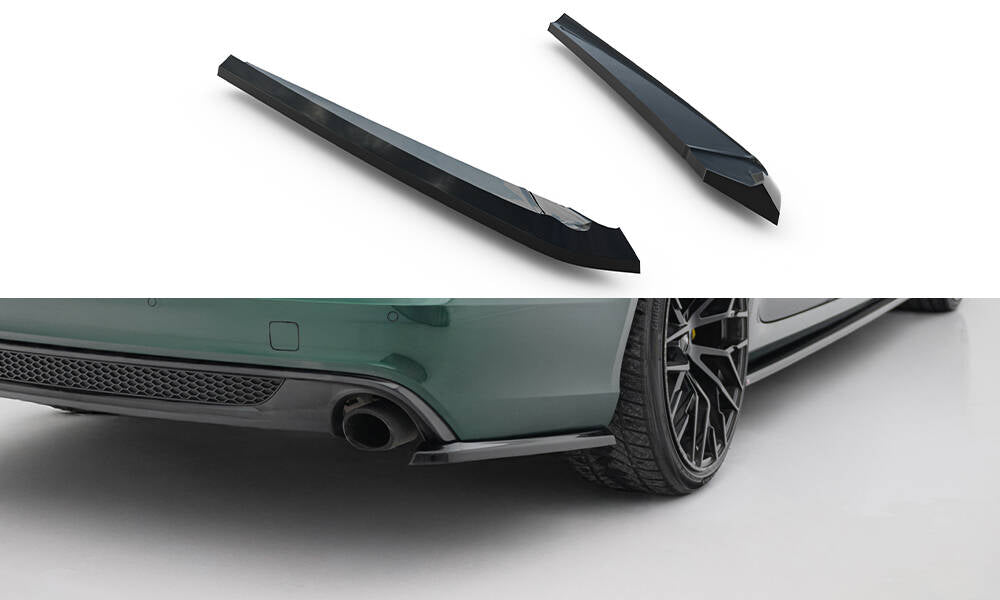 Heck Ansatz Flaps Diffusor V.2 passend für Audi A6 S-line Avant C7  schwarz Hochglanz – Ansicht 2
