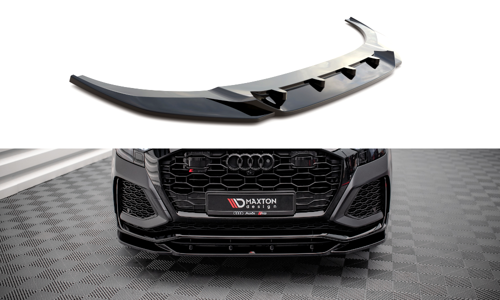 Street+ Spoilerlippe Front Ansatz V.2 passend für Audi RSQ8 Mk1 schwarz Hochglanz – Ansicht 2