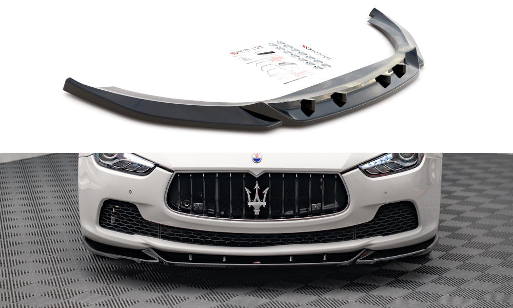 Street+ Spoilerlippe Front Ansatz V.1 passend für Maserati Ghibli Mk3 schwarz Hochglanz – Ansicht 2