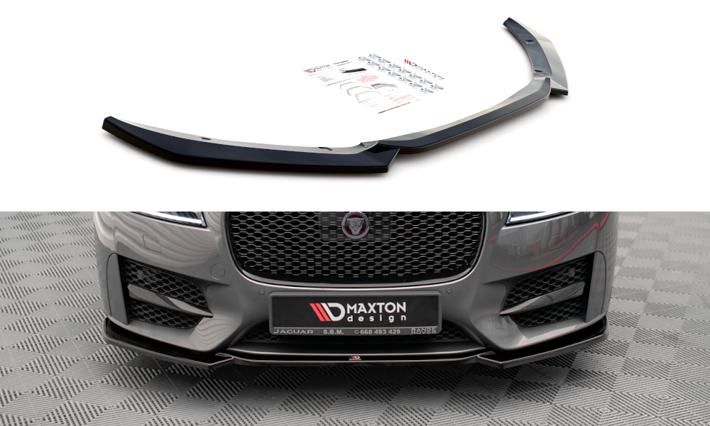 Street+ Spoilerlippe Front Ansatz V.1 passend für Jaguar XF R-Sport X260 schwarz Hochglanz – Ansicht 2