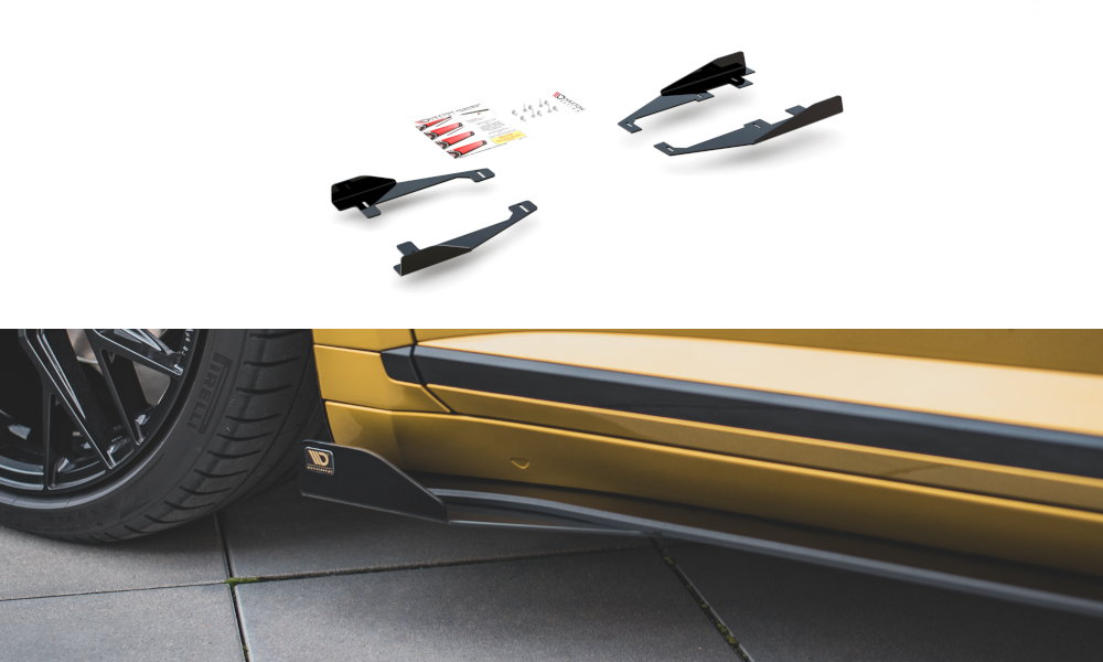 Seitenschweller Flaps passend für VW Arteon R-Line Limousine / Shooting Brake Mk1 schwarz Hochglanz – Ansicht 2