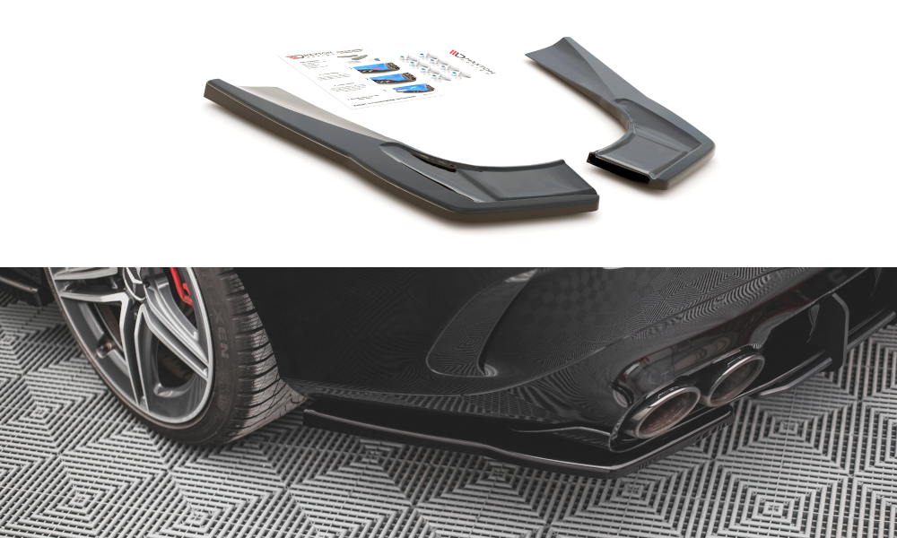 Heck Ansatz Flaps Diffusor passend für Mercedes-AMG CLA 35 Aero / 45 Aero C118 schwarz Hochglanz – Ansicht 2