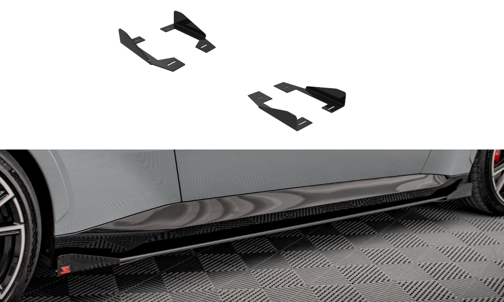 Seitenschweller Flaps passend für BMW 2 Coupe M-Paket / M240i G42 schwarz Hochglanz – Ansicht 2