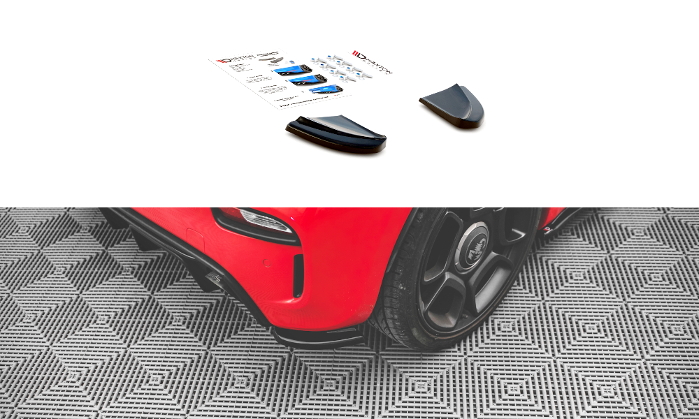 Heck Ansatz Flaps Diffusor passend für Abarth 595 Mk1 Facelift schwarz Hochglanz – Ansicht 2