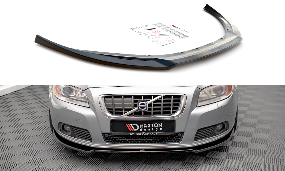 Street+ Spoilerlippe Front Ansatz V.2 passend für Volvo V70 Mk3 schwarz Hochglanz – Ansicht 2