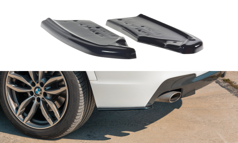 Heck Ansatz Flaps Diffusor passend für BMW X3 M-Paket F25 Facelift schwarz Hochglanz – Ansicht 2