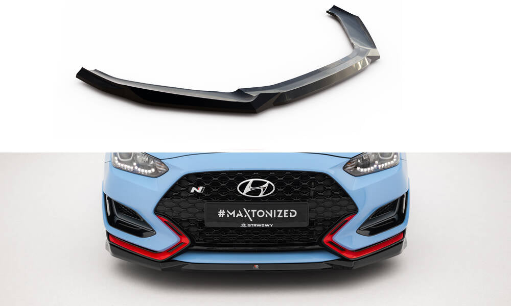 Street+ Spoilerlippe Front Ansatz V.1 passend für Hyundai Veloster N Mk2 schwarz Hochglanz – Ansicht 2