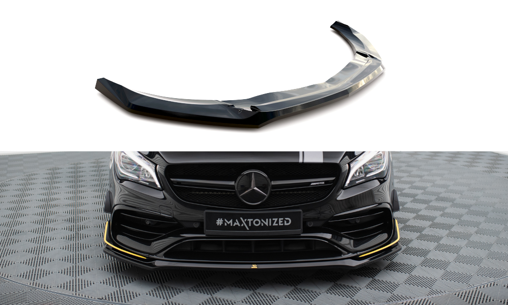 Street+ Spoilerlippe Front Ansatz V.3 passend für Mercedes-AMG CLA 45 Aero C117 Facelift schwarz Hochglanz – Ansicht 2