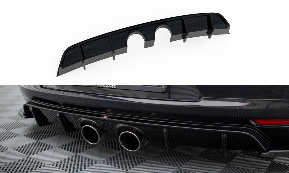 Diffusor Heck Ansatz V.2 passend für VW Scirocco Mk3 (R32 Auspuff) schwarz Hochglanz – Ansicht 2
