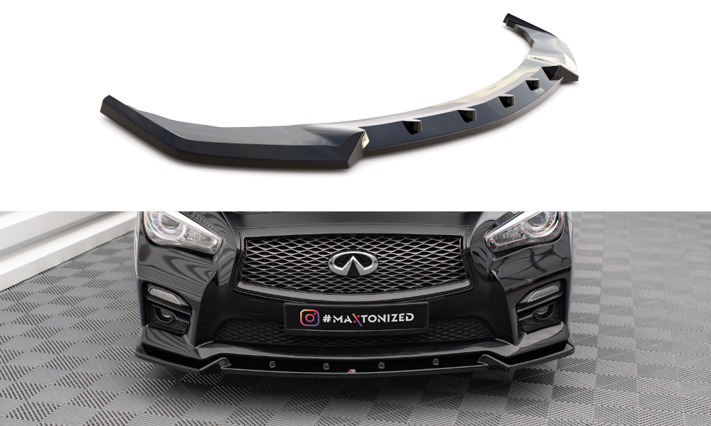 Street+ Spoilerlippe Front Ansatz V.2 passend für Infiniti Q50 S Mk1 schwarz Hochglanz – Ansicht 2