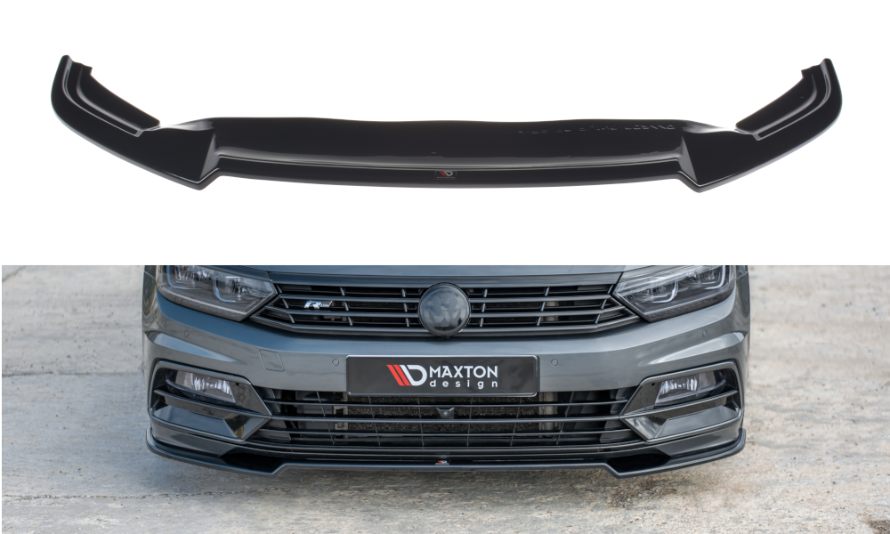 Street+ Spoilerlippe Front Ansatz V.2 passend für VW Passat R-Line B8 schwarz Hochglanz – Ansicht 2